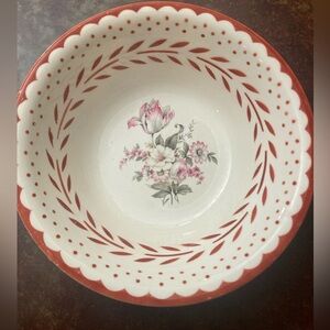 Vintage Homer Laughlin Virginia Rose China Serving Bowl Rust Colored